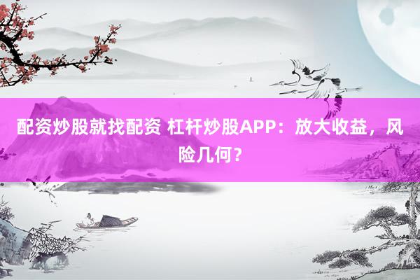 配资炒股就找配资 杠杆炒股APP：放大收益，风险几何？
